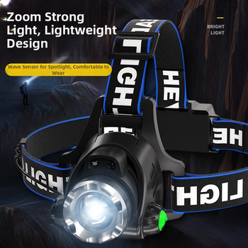 Naktinis žvejybos galvos žibintu – 10W LED, įkraunamas, rankinio energijos generatorius, aliuminio lydinio korpusas, spindulys 200–500 m