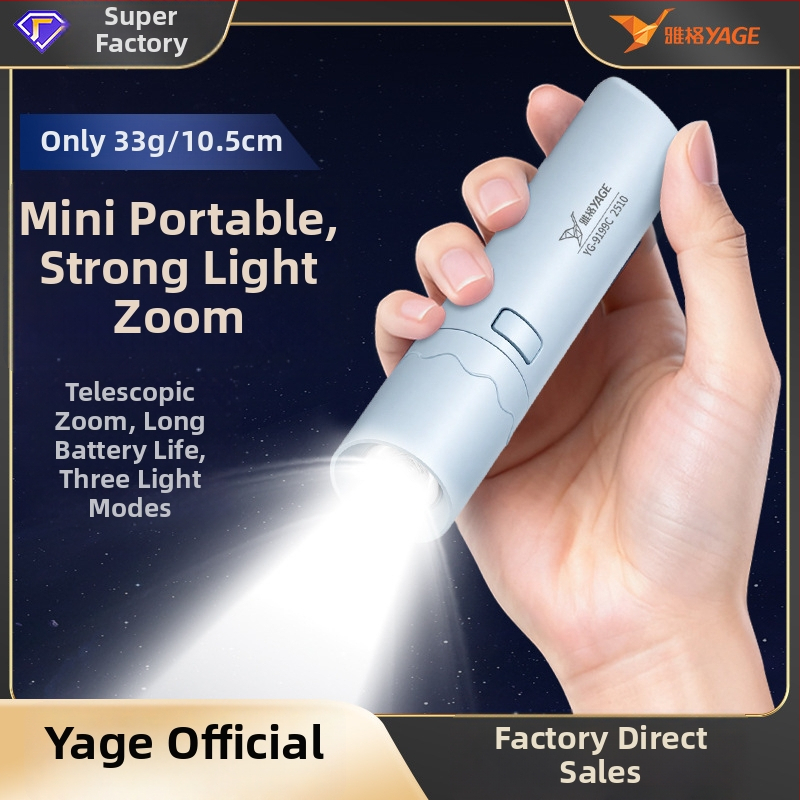 Rankinis žibintuvas su teleskopiniu dizainu, 3W LED, 140 lm, veikimo laikas 3 val., įkraunama baterija 14500