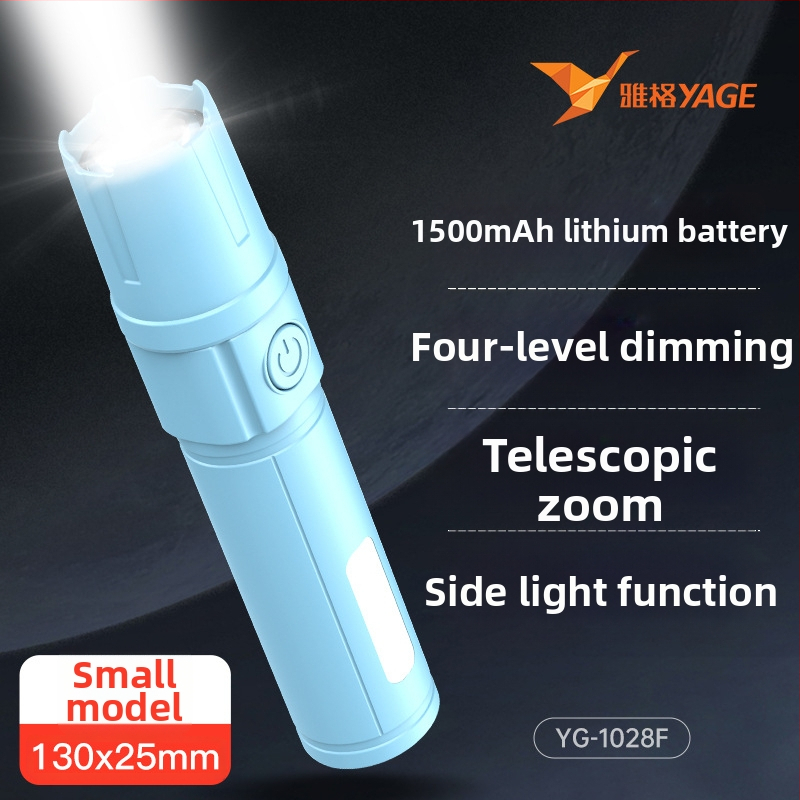 Rankinis žibintuvas su teleskopiniu dizainu, 3W LED, 140 lm, veikimo laikas 3 val., įkraunama baterija 14500