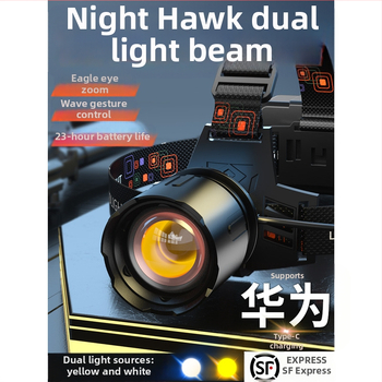 Sky Fire galvos žibintas su aliuminio lydinio korpusu, maitinamas baterija, lazerinis šviesos šaltinis, tinkamas lauko naudojimui