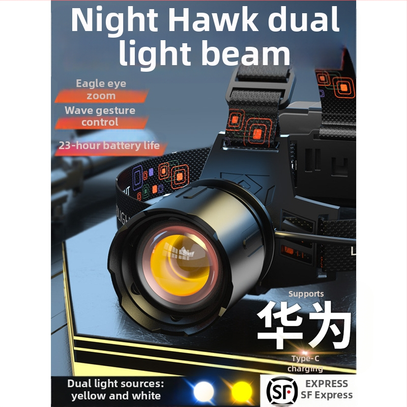 Sky Fire galvos žibintas su aliuminio lydinio korpusu, maitinamas baterija, lazerinis šviesos šaltinis, tinkamas lauko naudojimui