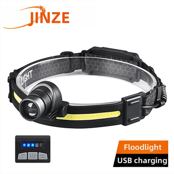 LED galvos žibintuvas su išmaniu jutikliu, dvejomis šviesos šaltiniais, 10W, 1200mAh, USB įkrovimas, diapazonas 100–200 m