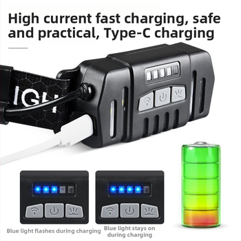 LED galvos žibintuvas su išmaniu jutikliu, dvejomis šviesos šaltiniais, 10W, 1200mAh, USB įkrovimas, diapazonas 100–200 m