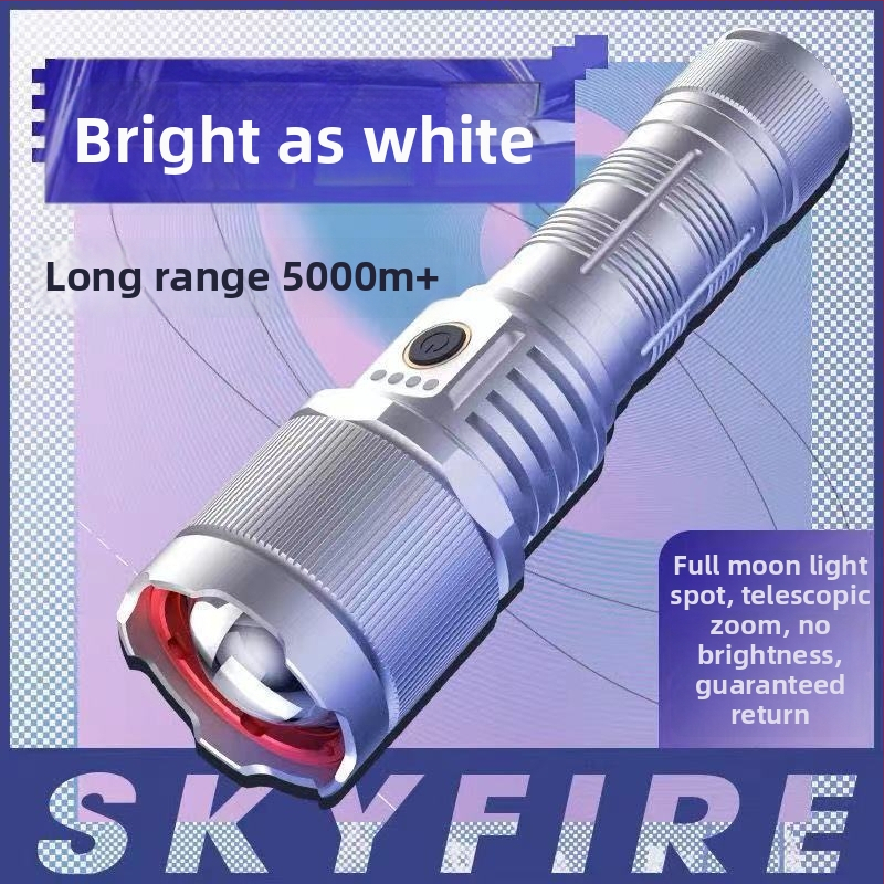 Laser svjetiljka 30W, baterija 5000–10000 mAh, domet 200–500 m, punjiva, ručni pogon