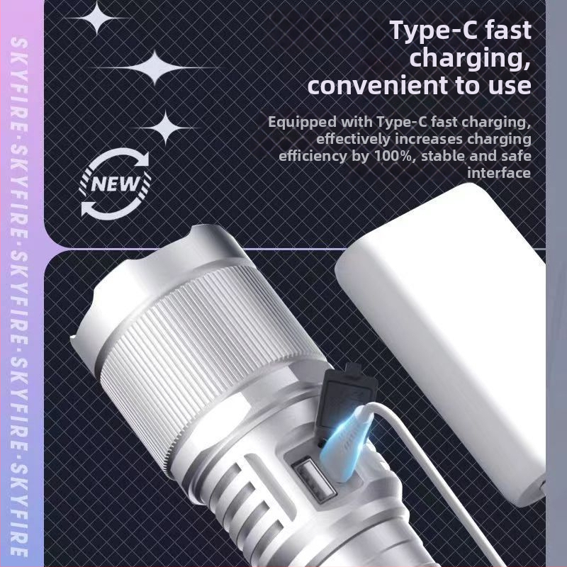 Laser svjetiljka 30W, baterija 5000–10000 mAh, domet 200–500 m, punjiva, ručni pogon