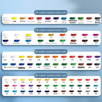 Deli gouache ir akvarelės dažų rinkinys, pakuotė 12/18/24