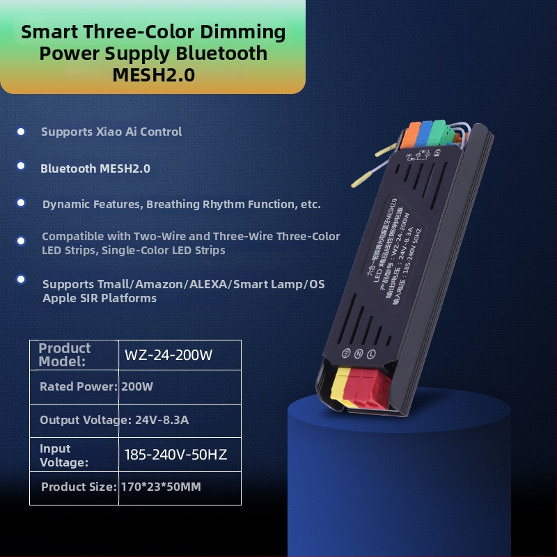 LED juostos keitiklis su programėle valdymu ir Bluetooth Mesh 2.0, 24V, 400W, aliumininis korpusas