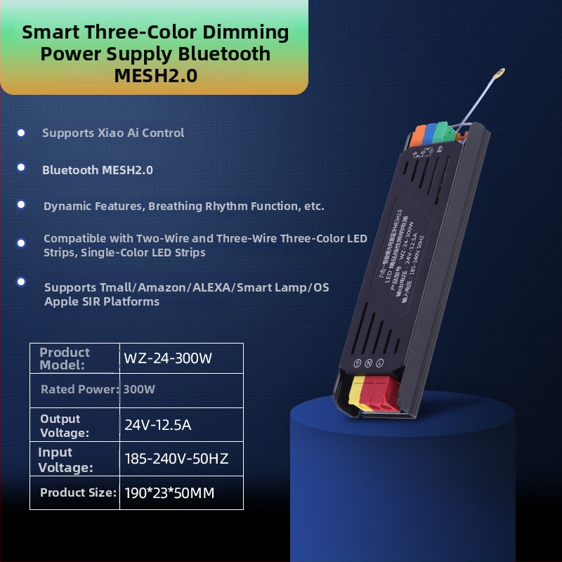 LED juostos keitiklis su programėle valdymu ir Bluetooth Mesh 2.0, 24V, 400W, aliumininis korpusas