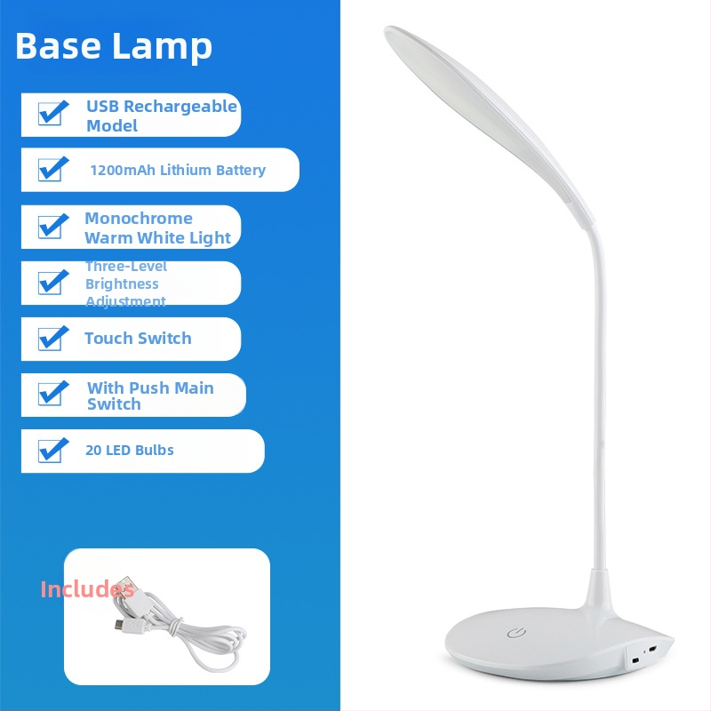 LED įkraunama stalinė lemputė – USB sulankstomas liečiamasis šviesos reguliavimas, 5W, įmontuota baterija, nakties šviesa ir mokymosi lemputė, modelis WS-601, Vorsa