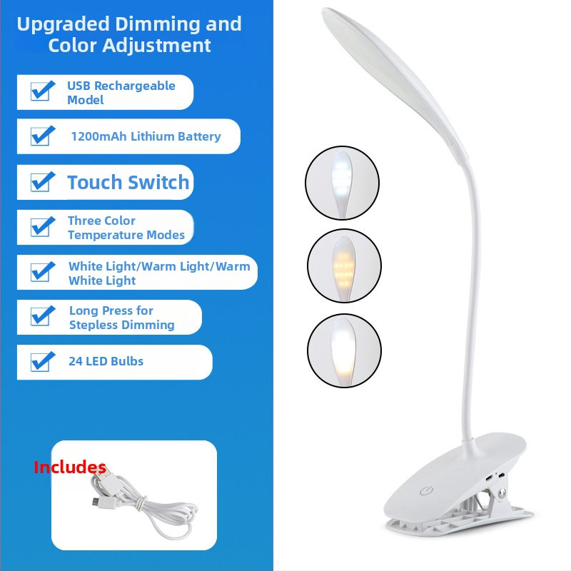 LED įkraunama stalinė lemputė – USB sulankstomas liečiamasis šviesos reguliavimas, 5W, įmontuota baterija, nakties šviesa ir mokymosi lemputė, modelis WS-601, Vorsa