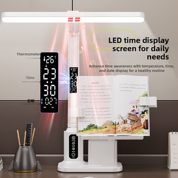 Xiajule stalo lemputė su akių apsauga ir mokymosi laikrodžio funkcija, LED 7W, liečiamasis jungiklis, įmontuota ličio baterija, plastikinis gaubtas, CE sertifikatas