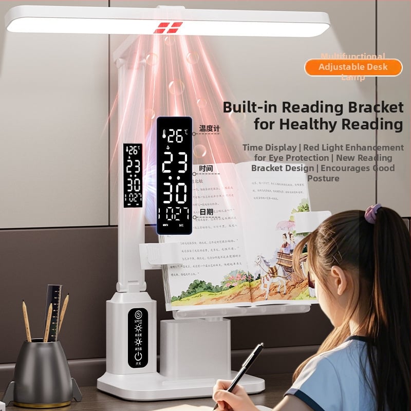 Xiajule stalo lemputė su akių apsauga ir mokymosi laikrodžio funkcija, LED 7W, liečiamasis jungiklis, įmontuota ličio baterija, plastikinis gaubtas, CE sertifikatas