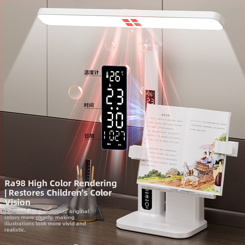 Xiajule stalo lemputė su akių apsauga ir mokymosi laikrodžio funkcija, LED 7W, liečiamasis jungiklis, įmontuota ličio baterija, plastikinis gaubtas, CE sertifikatas