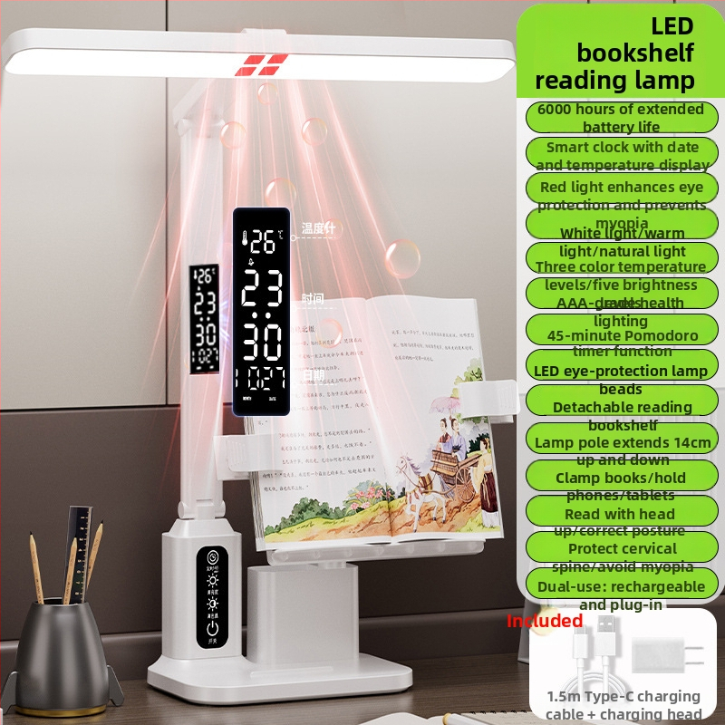 Xiajule stalo lemputė su akių apsauga ir mokymosi laikrodžio funkcija, LED 7W, liečiamasis jungiklis, įmontuota ličio baterija, plastikinis gaubtas, CE sertifikatas