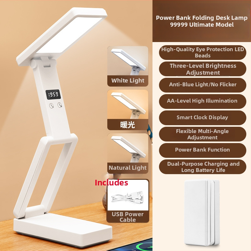 Sulankstoma stalinė lemputė su skaitmeniniu ekranu, įmontuota baterija ir Power Bank funkcija, liečiamasis valdymas, ABS gaubtas, CRI ≥ 90