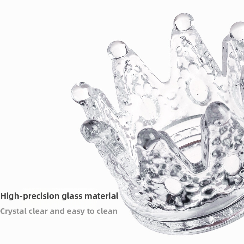 Držiak na pero na manikúru s korunou, skleneným krištáľovým pohárom a LED fototerapeutickým perom