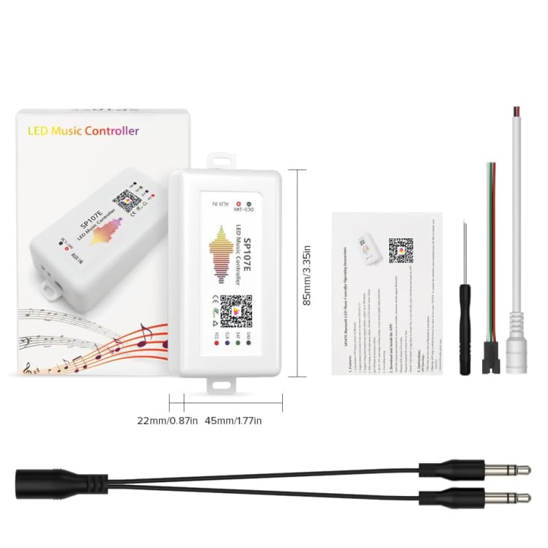 Controler LED SP107E Symphony pentru bandă WS2811, control Bluetooth APP, reglare intensitate, 1024 puncte IC, DC5-24V