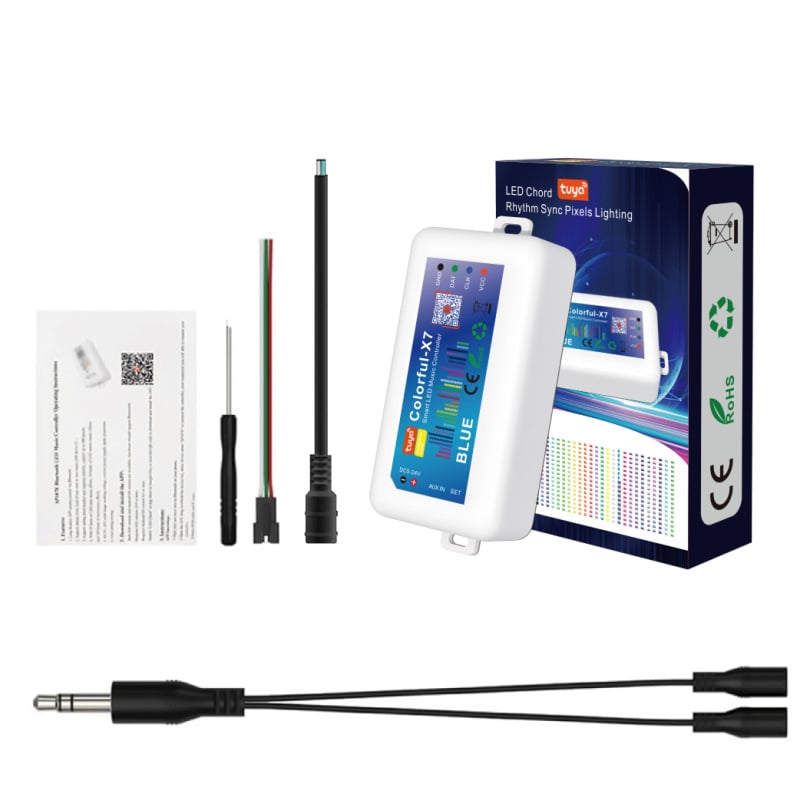 Controler LED SP107E Symphony pentru bandă WS2811, control Bluetooth APP, reglare intensitate, 1024 puncte IC, DC5-24V