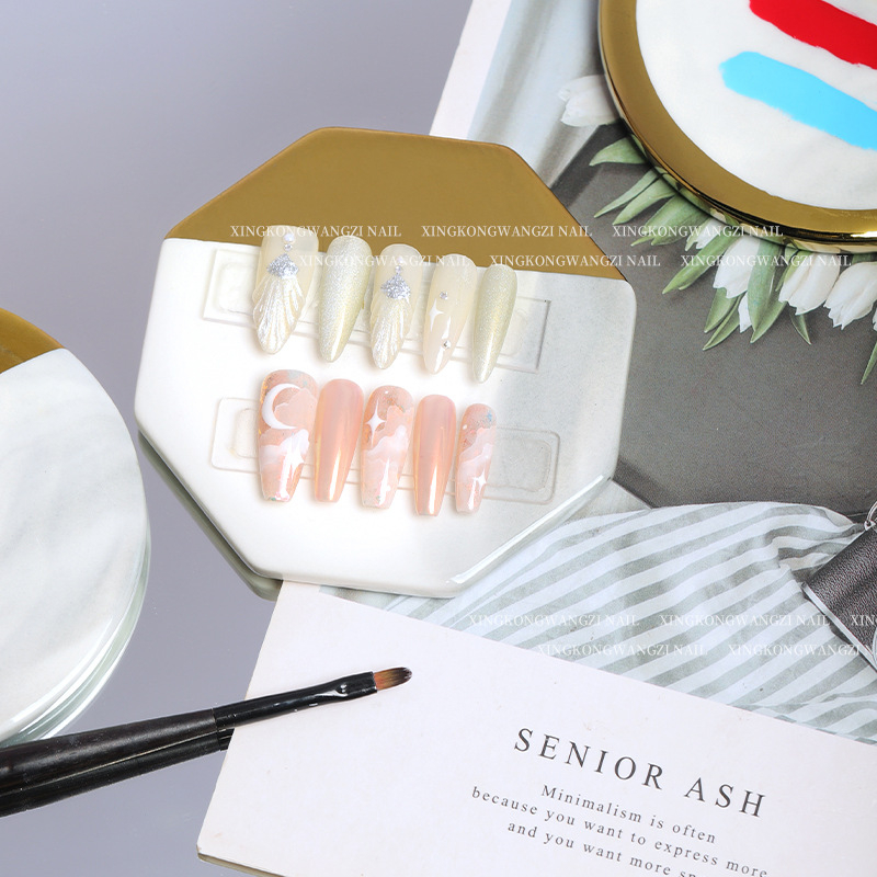 Παλέτα Νυχιών για Τέχνη – Μαρμάρινη, Κυκλική Οκταγωνική Κεραμική Παλέτα με Φινίρισμα Ηλεκτροπλακίωσης, 1 Τεμάχιο