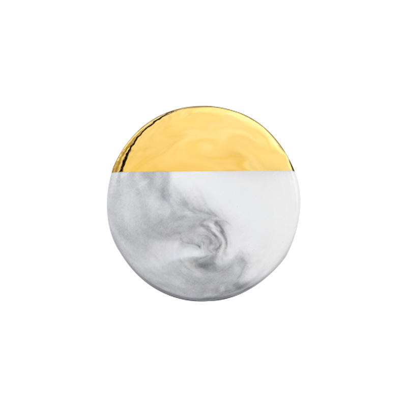 Παλέτα Νυχιών για Τέχνη – Μαρμάρινη, Κυκλική Οκταγωνική Κεραμική Παλέτα με Φινίρισμα Ηλεκτροπλακίωσης, 1 Τεμάχιο