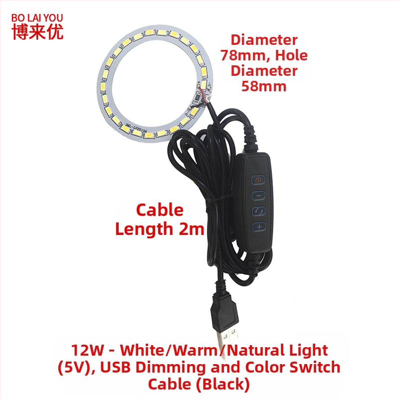 LED USB stalo lempa su reguliuojama šviesos intensyvumu, 5V USB maitinimas, mygtuko jungiklis, aliuminio gaubtas, metalinis laikiklis