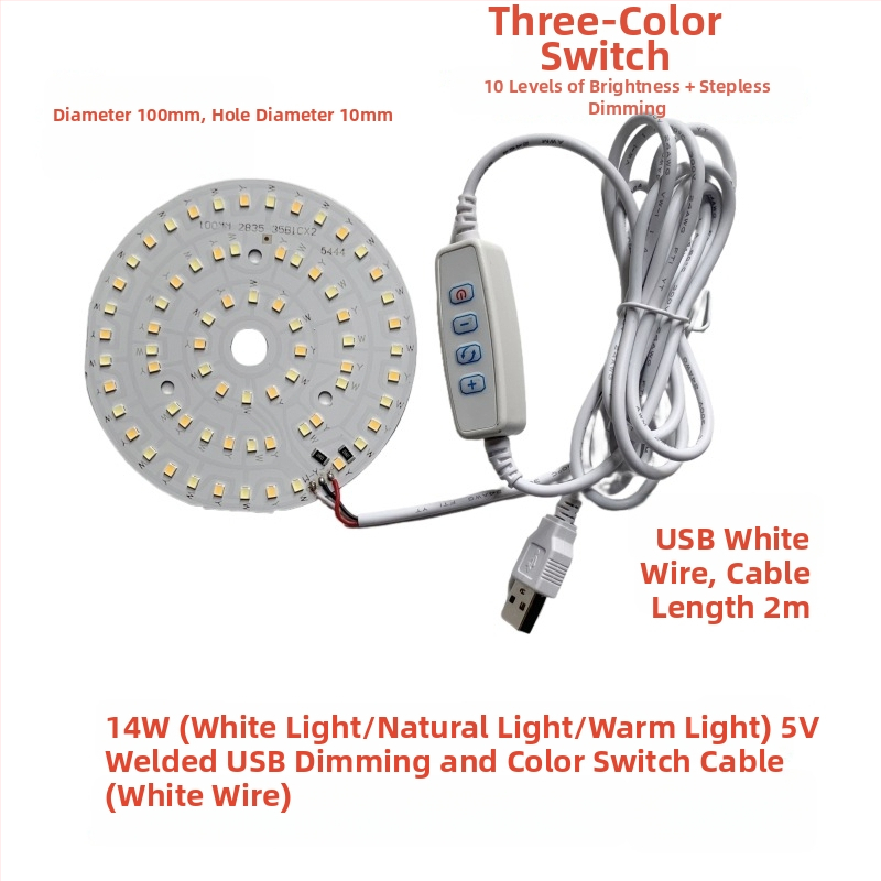 LED USB stalo lempa su reguliuojama šviesos intensyvumu, 5V USB maitinimas, mygtuko jungiklis, aliuminio gaubtas, metalinis laikiklis