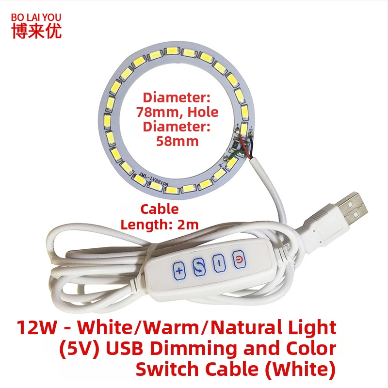 LED USB stalo lempa su reguliuojama šviesos intensyvumu, 5V USB maitinimas, mygtuko jungiklis, aliuminio gaubtas, metalinis laikiklis