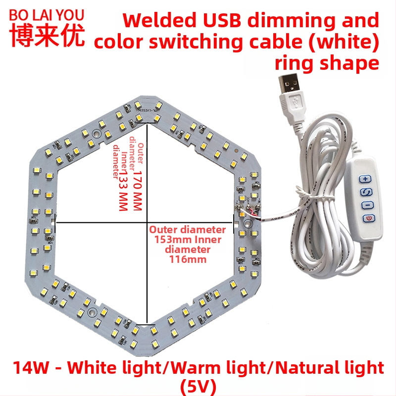 LED USB stalo lempa su reguliuojama šviesos intensyvumu, 5V USB maitinimas, mygtuko jungiklis, aliuminio gaubtas, metalinis laikiklis