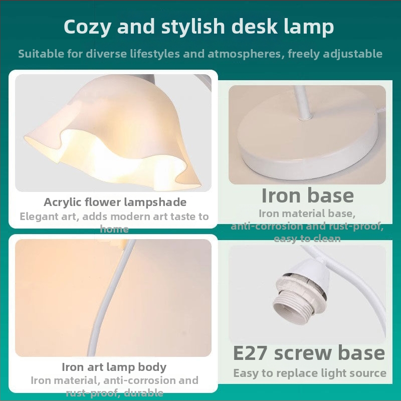 Skandināvu guļamistabas naktsgaldiņa lampa, metāla, 220V, 3C sertifikāts 2020181001018046, studijas lampa