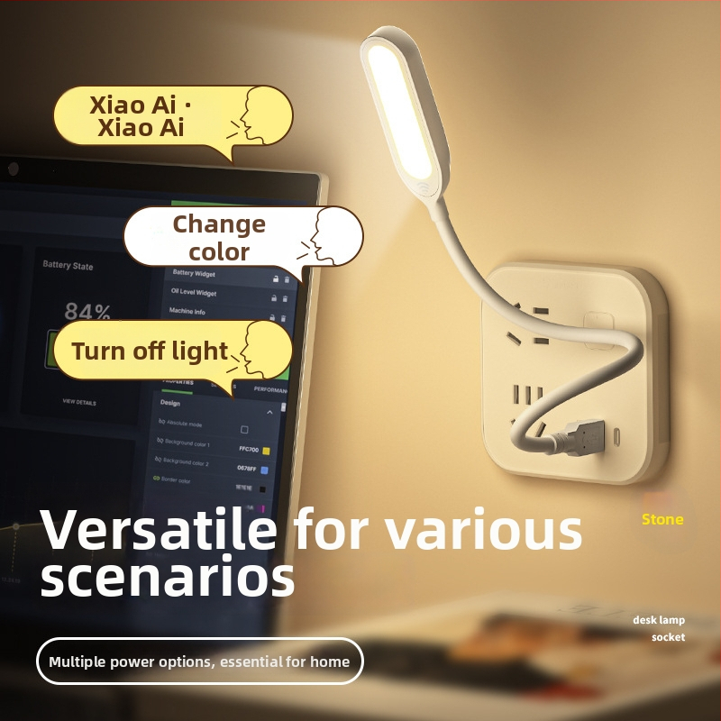 AI balsu valdomos USB naktinė lemputė, kompaktiška nešiojama lemputė su CRI ≥95, USB maitinimas, išmanus valdymas