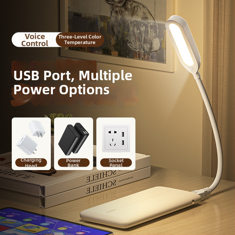 AI balsu valdomos USB naktinė lemputė, kompaktiška nešiojama lemputė su CRI ≥95, USB maitinimas, išmanus valdymas