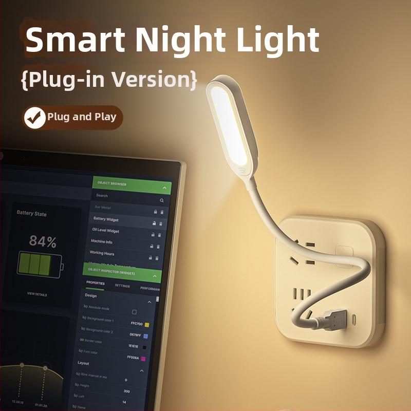AI balsu valdomos USB naktinė lemputė, kompaktiška nešiojama lemputė su CRI ≥95, USB maitinimas, išmanus valdymas
