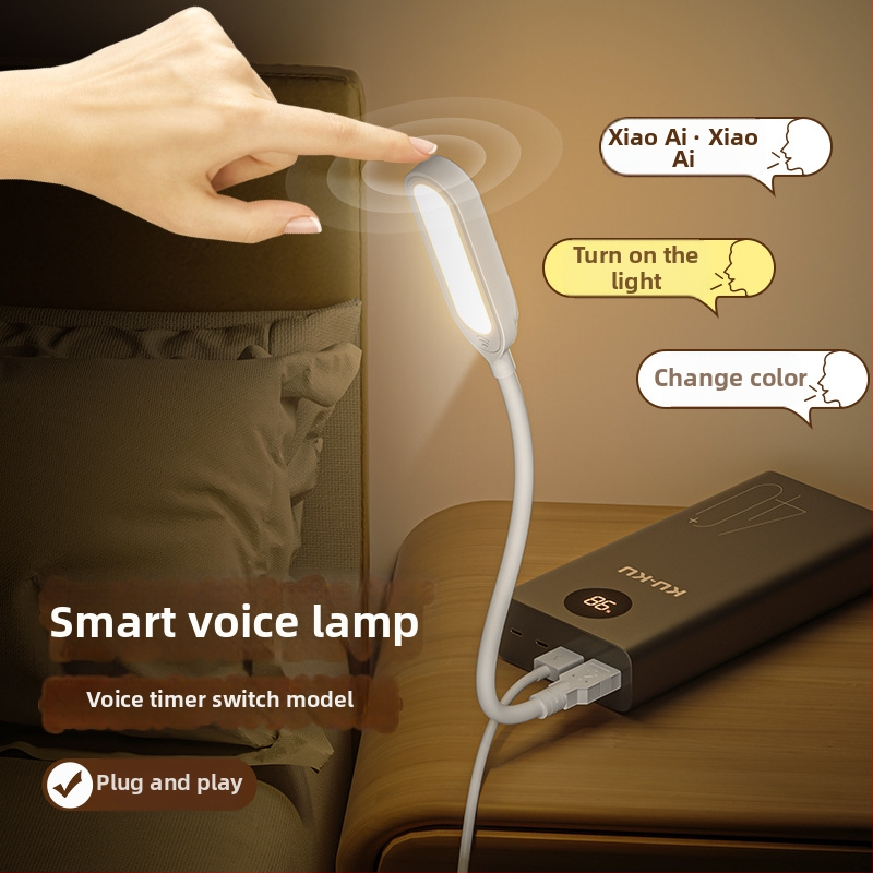 AI balsu valdomos USB naktinė lemputė, kompaktiška nešiojama lemputė su CRI ≥95, USB maitinimas, išmanus valdymas