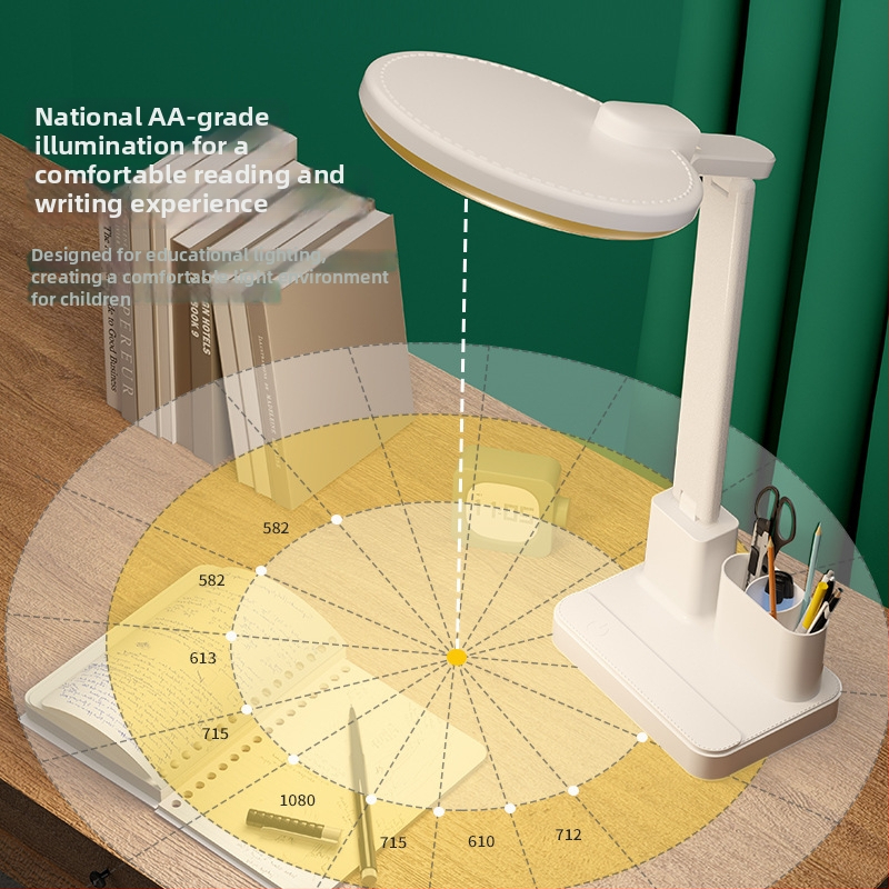 Mācību galda lampa ar acīm draudzīgu aizsardzību, anti zilā gaisma, bez mirgošanas; USB uzlāde, saliekama, regulējams spilgtums, skārienjutīgais slēdzis, iebūvēts akumulators, nakts gaisma