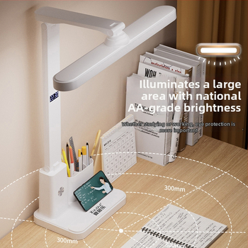 LED γραφείου για μελέτη με θήκη μολυβιών, επαναφορτιζόμενη μπαταρία, αισθητήρας αφής, τροφοδοσία USB, προστασία όρασης, λειτουργία μάθησης