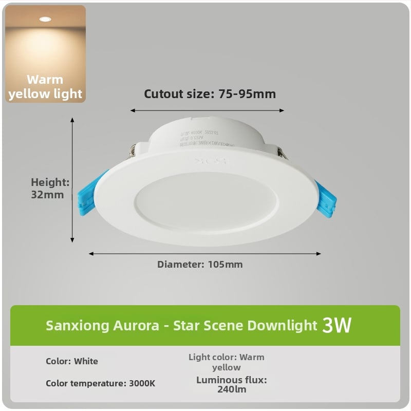 LED downlight, montaj ascuns și ultra-subțire, corp circular PVC, 220V Star View II