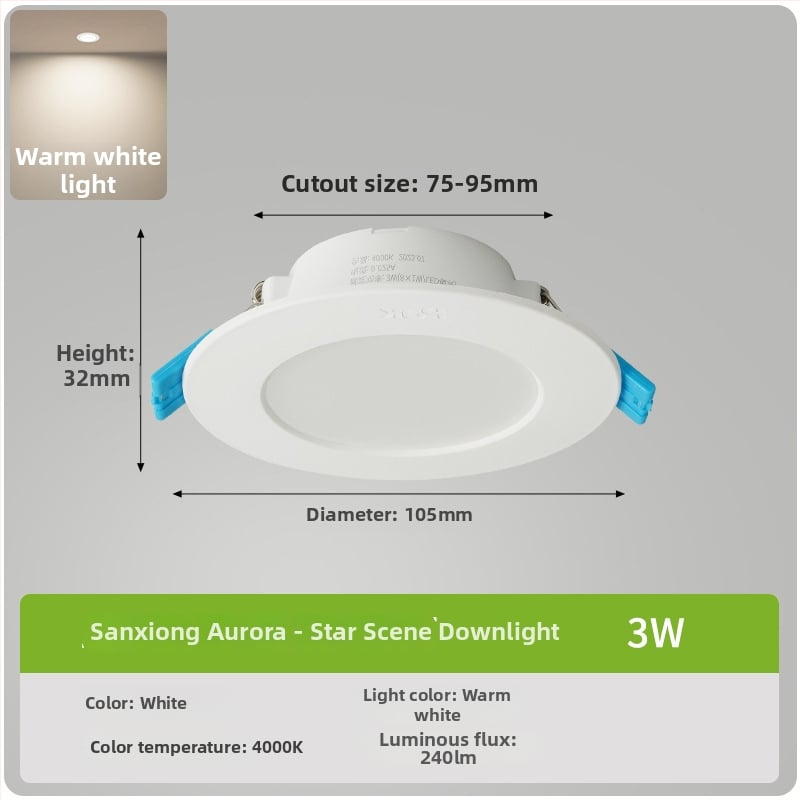 LED downlight, montaj ascuns și ultra-subțire, corp circular PVC, 220V Star View II
