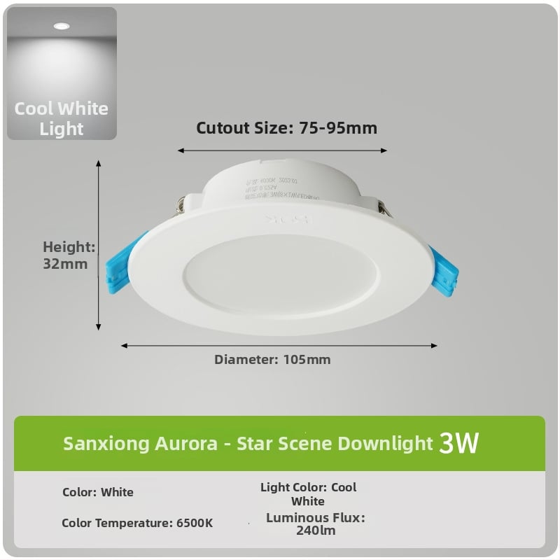 LED downlight, montaj ascuns și ultra-subțire, corp circular PVC, 220V Star View II