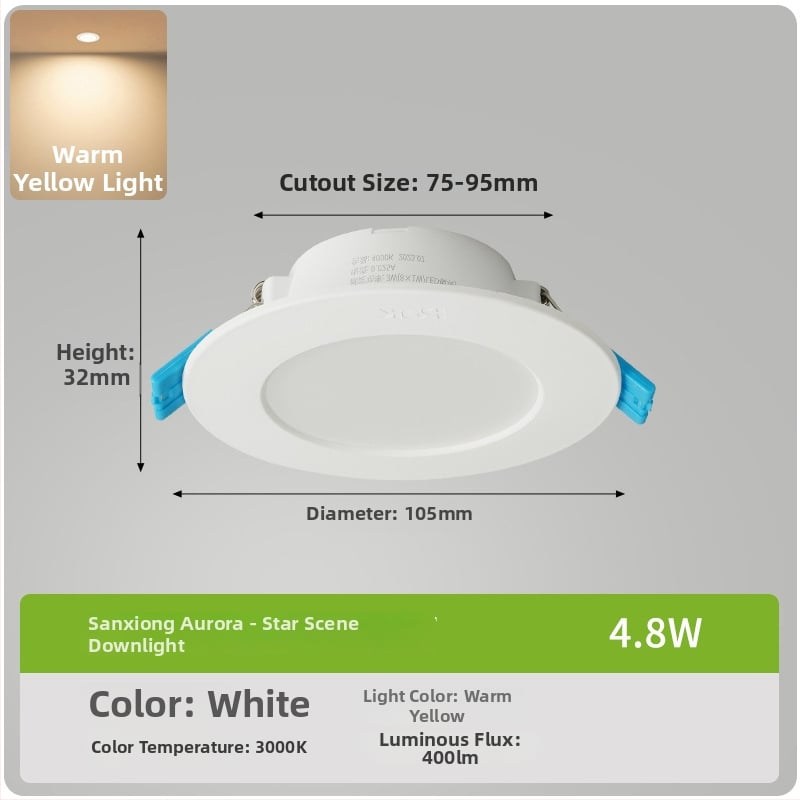 LED downlight, montaj ascuns și ultra-subțire, corp circular PVC, 220V Star View II