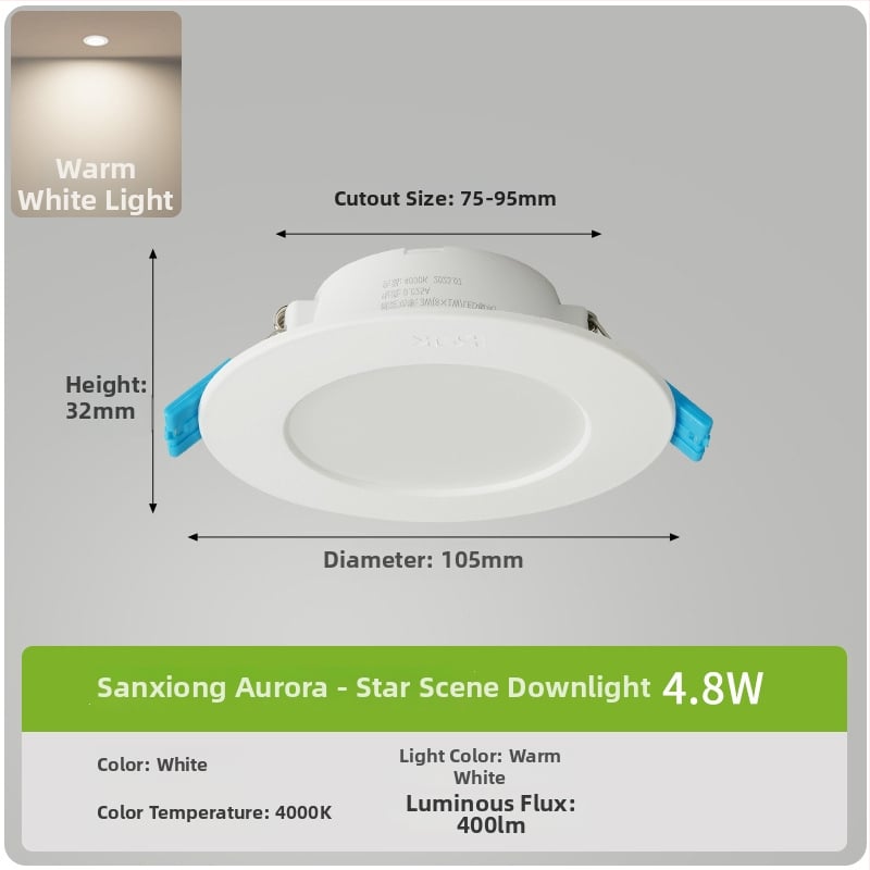 LED downlight, montaj ascuns și ultra-subțire, corp circular PVC, 220V Star View II