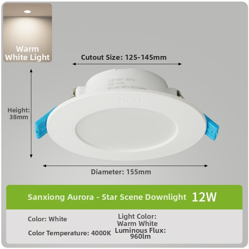 LED downlight, montaj ascuns și ultra-subțire, corp circular PVC, 220V Star View II