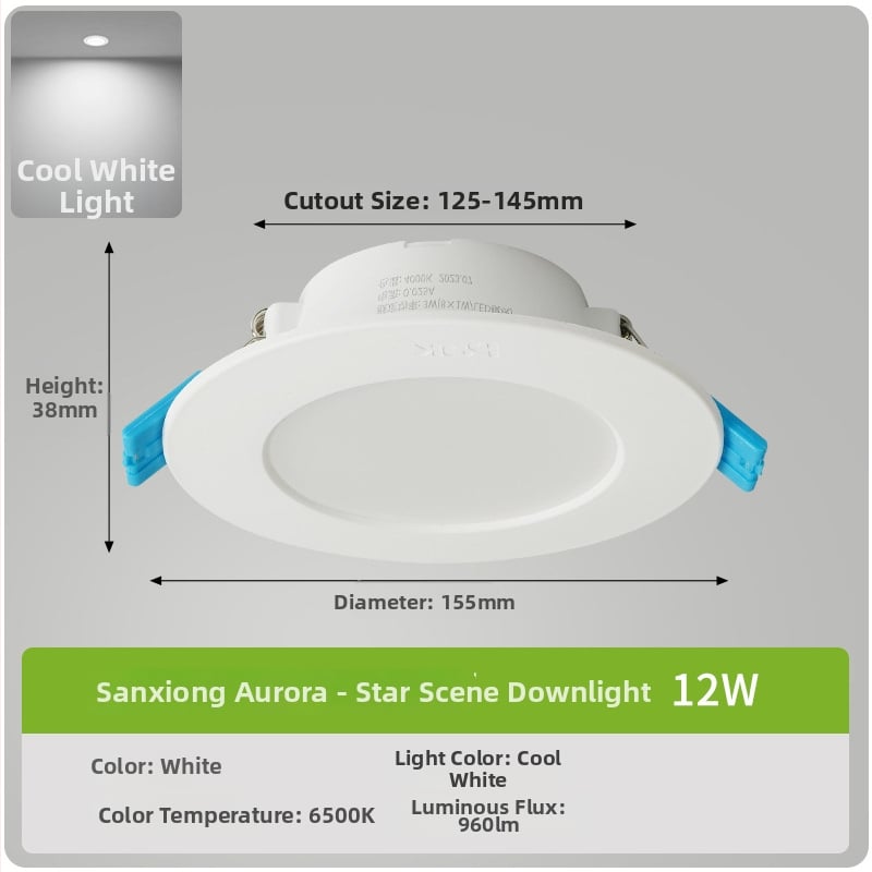 LED downlight, montaj ascuns și ultra-subțire, corp circular PVC, 220V Star View II