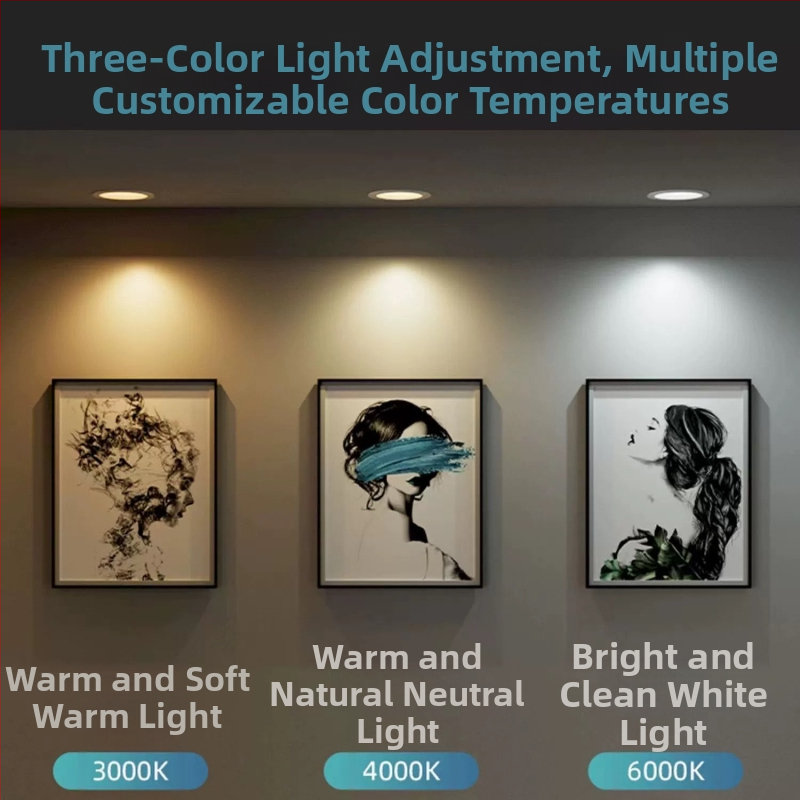 LED ugrađeni plafonski downlight, podesiv s tri cijevi, 2700–6000K, CRI ≥90