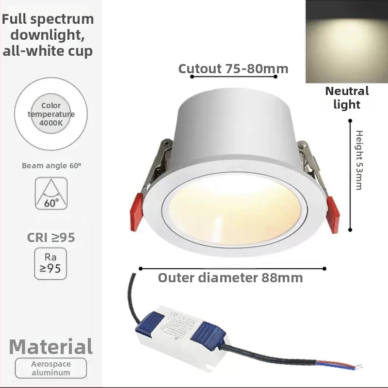 LED ugrađeni plafonski downlight, podesiv s tri cijevi, 2700–6000K, CRI ≥90