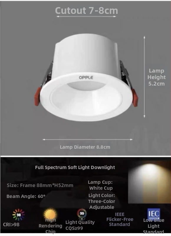Downlight od aluminijske legure, 6-10W, CRI ≥90, 4000K/6000K