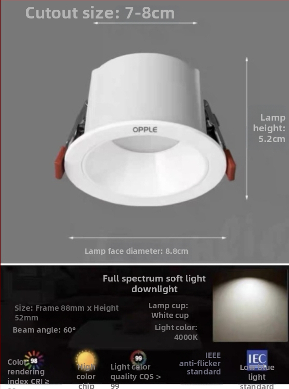 Downlight od aluminijske legure, 6-10W, CRI ≥90, 4000K/6000K