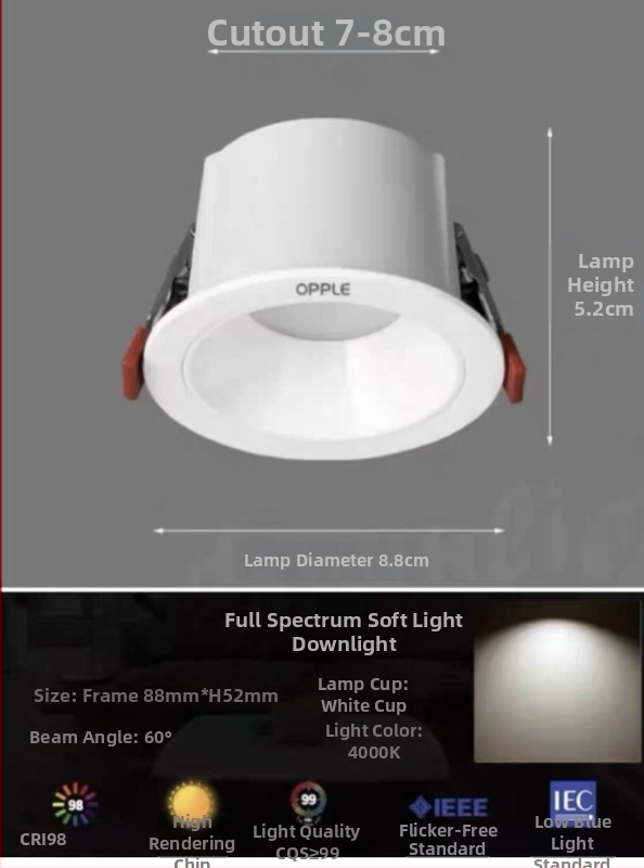 Downlight od aluminijske legure, 6-10W, CRI ≥90, 4000K/6000K