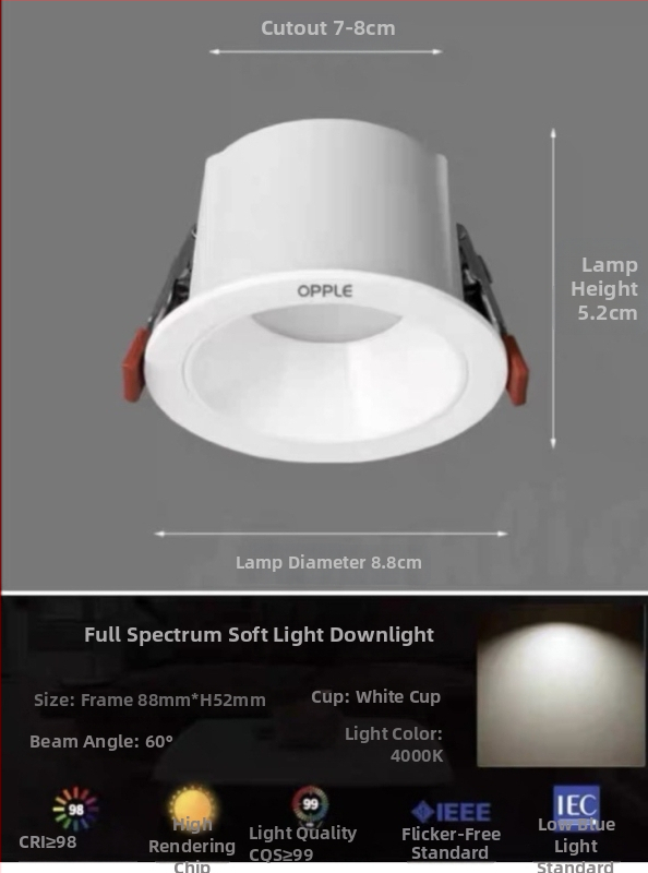 Downlight od aluminijske legure, 6-10W, CRI ≥90, 4000K/6000K