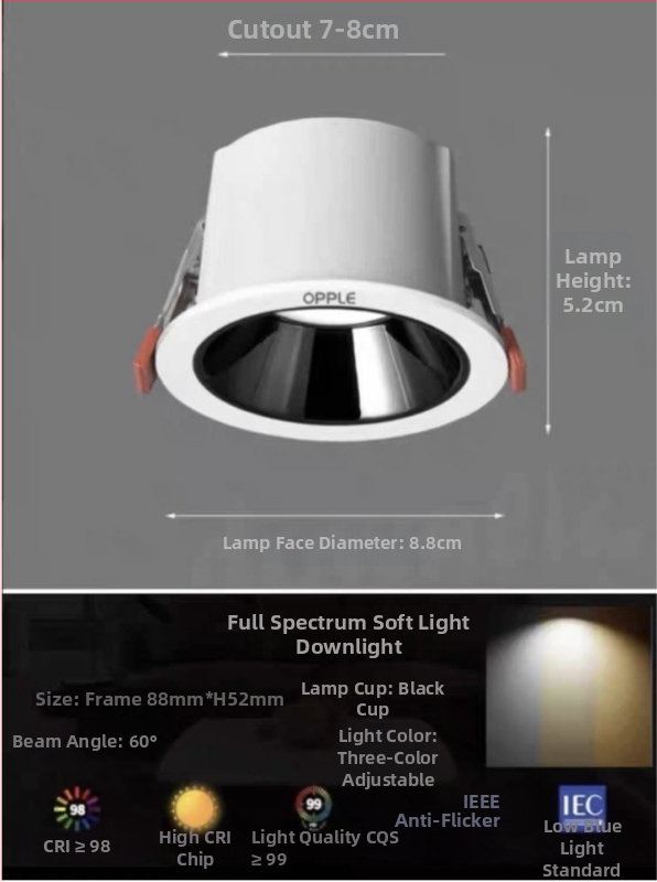 Downlight od aluminijske legure, 6-10W, CRI ≥90, 4000K/6000K