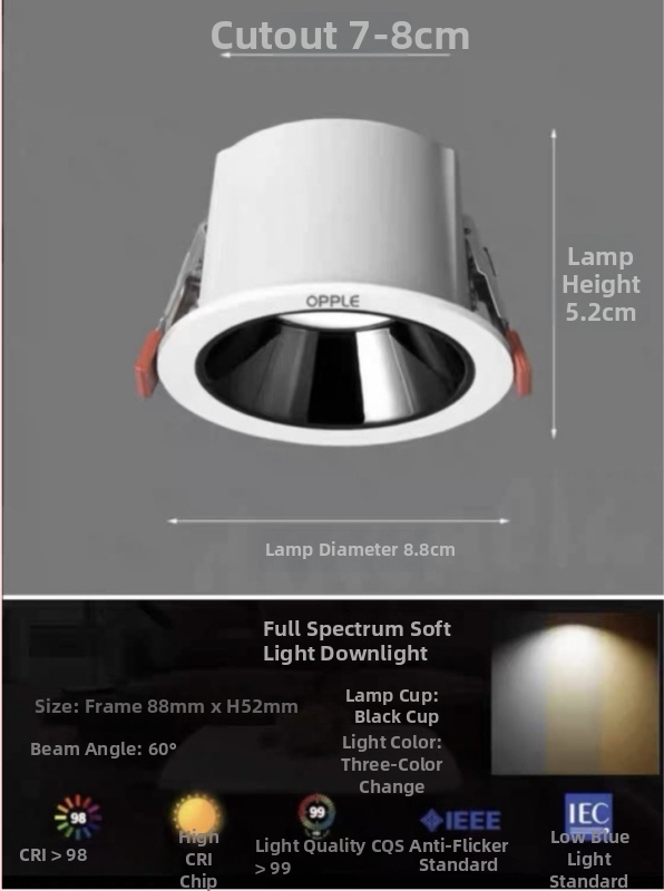 Downlight od aluminijske legure, 6-10W, CRI ≥90, 4000K/6000K